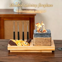 Cheminée d'alcool sans fumée pour table, foyer décoratif de table, mini foyer à flamme réelle pour patio et jardin