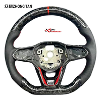 Für VW Golf 8 Polo GTI MK8 CL Carbon-Faser 3-Speichen 40mm Griff Sportlenkrad Modifiziertes Flachboden-Design
