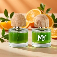 Botella de Perfume Vacía de 30 ml, Cilíndrica, de Vidrio Transparente, con Tapa de Madera Natural, Venta al Por Mayor