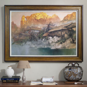 Fait à la main doré Zhangjiajie montagnes Style grès peinture grande toile mur <span class=keywords><strong>ArtHome</strong></span> décor ornement paysage oeuvre - Product Image 2