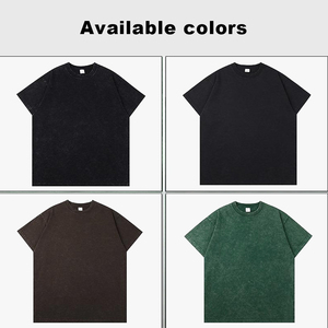 Custom Logo 300GSM Heavyweight Cotton Acid Washed T Shirt Men Vintage Oversized Fit Drop Shoulder Streetwear <b>Blank</b> Acid Wash Tee - Product Image 2
