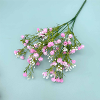 QIDA BK201 Dekorasi Pernikahan Hari Valentine Bunga Pink Buatan untuk Resepsi 5 Tangkai Bunga Baby Breath Buatan