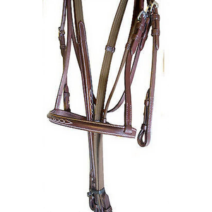 Fancy Stitch English Genuine Leather Horse Bridle | Premium Raised Bridle with White Stitching & Stainless Steel Hardware - Product Image 2