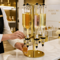 Présentoir de Parfums Rotatif Doré pour Magasin avec 6 Têtes de Pompe Distributrices de Parfum, MOQ 1 Pièce