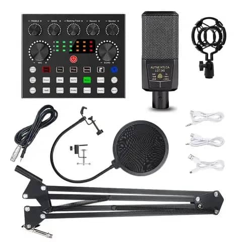 V8S-X Sound Card Microphone Set V8 Plus Soundcard BM800 Condenser Microphone for Live Broadcasting Recording Karaoke
