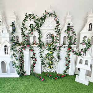 Flores Queyiyi, Guirnalda de Rosas Francesas de 2 Metros, Flor Artificial de Seda para Colgar en la Pared o el Techo, Decoración para Bodas y Hogar - Product Image 1