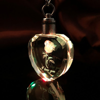 Porte-clés Cœur Fleur Rose en Cristal K9 Artificiel, Art Populaire, Lumières LED Mixtes, Boîte Cadeau, Cadeau Saint-Valentin pour Amoureux et Couples, Tendance