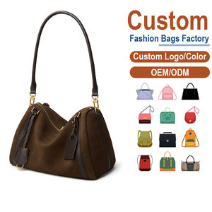 Bolso de Bolos de Cuero de Ante Marrón - Piel Genuina de Vacuno de Primera Calidad, Correa Desmontable + Herrajes Dorados, OEM para Marcas de Lujo - Product Image 1