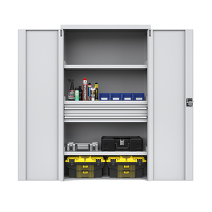 Armoire de rangement en acier avec portes verrouillables et étagères réglables pour garage et remise - Product Image 1