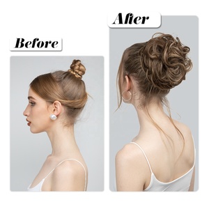 Anneau élastique bouclé pour perruque naturelle pour femme, effet volumineux, simulation de chignon, en fibre haute température, sac de rangement pour perruque - Product Image 4
