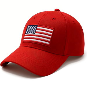 Gorra de Béisbol Deportiva de 6 Paneles, Color Rojo Sólido, con Cierre de Velcro y Logotipo Personalizado Bordado en Lona de Algodón, Vietnam, 100 Unidades - Product Image 1