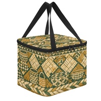 Sac à lunch isotherme portable avec imprimé botanique tropical en feuilles de noix de coco et doublure en feuille métallisée épaisse