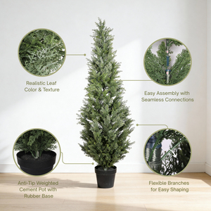 Árbol de Ciprés Artificial de 1.5 m en Maceta Negra, Resistente a los Rayos UV, Planta Topiaria Realista para Interiores, Exteriores, Jardín y Entrada - Product Image 4