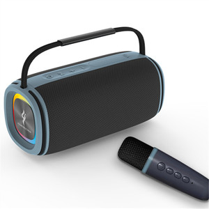 Portable Speaker With <b>Wireless</b> Microphone Rechargeable Battery Colorful Led <b>Light</b> Outdoor KOK Use - Product Image 2