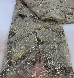 <span class=keywords><strong>Shining</strong></span> pháp ren đầy đủ đính cườm dòng Mẫu sáng ren Sequins hạt vải cho Đảng - Product Image 5