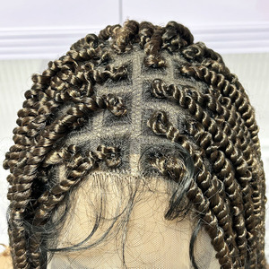 Peluca de Cabello Trenzado sin Nudos, Tejida a Mano, Afro Corto, Rizado, para Mujeres Negras <span class=keywords><strong>Africanas</strong></span>, Peluca de Fibra Trenzada - Product Image 4