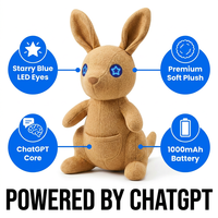 Cuteyeah AL173 Kangourou ChatGPT Jouet en peluche électrique intelligent, rembourré en coton PP, avec LED dynamiques et lumineuses, IA pour la création de courtes histoires, pour tous les âges
