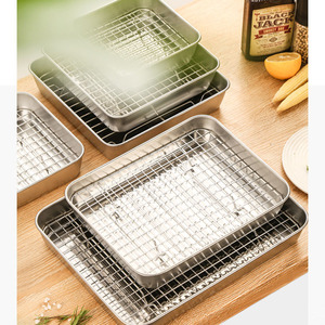 Bandeja Cuadrada <span class=keywords><strong>de</strong></span> Acero Inoxidable 430/304 con Acabado Pulido y Fondo Plano Profundo para Hornear Tiramisú, Apta para <span class=keywords><strong>Lavavajillas</strong></span> - Product Image 3