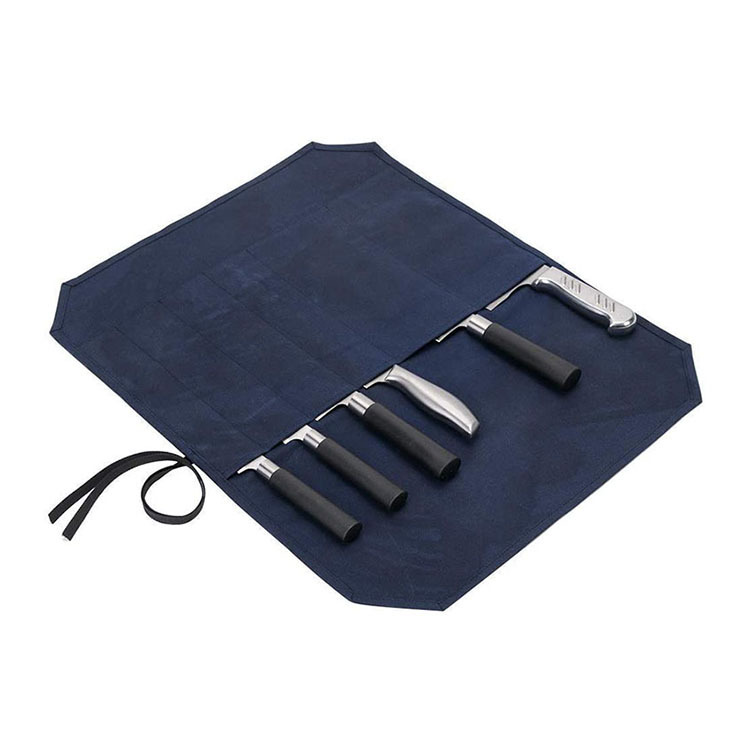 Сумка для хранения ножей, водонепроницаемый холщовый держатель-органайзер темно-синего цвета в рулоне, высокого качества