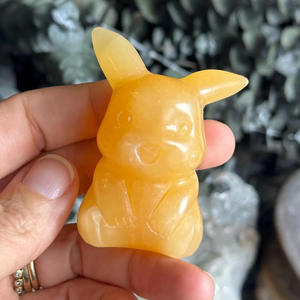 Vente en gros de sculptures en cristal naturel de guérison, cristal de calcite orange Pikachu, artisanat en cristal, souvenir - Product Image 3