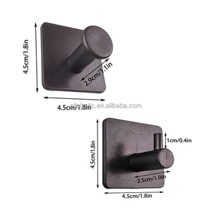 Porta asciugamani autoadesivo da parete resistente nero opaco gancio in plastica impermeabile ganci per l'organizzazione della parete - Product Image 5