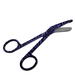 Tijeras de vendaje Zebra Lister moradas y negras de 14 cm, de acero inoxidable, para uso médico, proveedor mayorista líder - Product Image 1