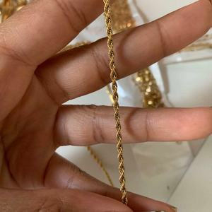 Cadena de Acero Chapada en Oro de 18k, Diseño Trenzado, Sin Colgante, para Venta al Por Mayor - Product Image 2