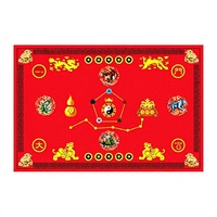 Tapis de sol carré antidérapant style chinois Bowing Moon, motif imprimé, fabrication mécanique, hauteur de pile 10 mm, pour salon et usage domestique
