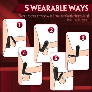 Productos para adultos Anillo vibrador para pene para hombres Juguetes sexuales para adultos Juguetes sexuales masculinos más largos, más duros, más fuertes, consolador vibrador de pene Doble - Product Image 3