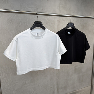 T-shirt bianca da <span class=keywords><strong>donna</strong></span> di alta qualità 100% <span class=keywords><strong>cotone</strong></span> 305gsm, crop top da <span class=keywords><strong>donna</strong></span> con stampa personalizzata e logo ricamato - Product Image 6