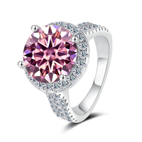 Cincin Moissanite Perak Sterling Terlaris, Sederhana & Mewah dengan Bezel Bulat, Potongan Telur Merpati, Cincin Wanita Super Berkilau.