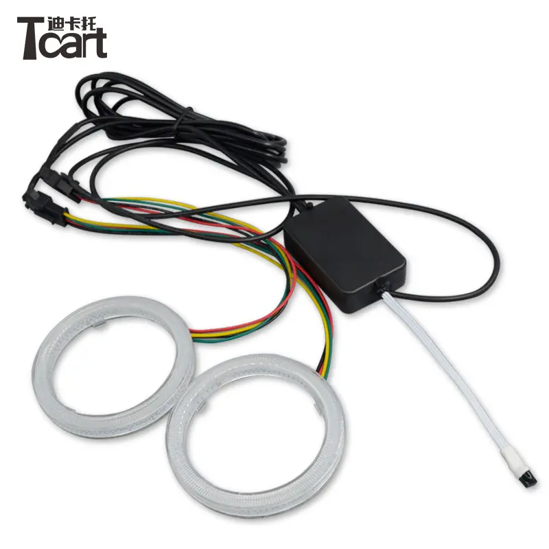 Tcart אוטומטי קישוט החלפת אור 12V COB גבוה brigh צבע שינוי RGB שלט רחוק 60mm ~ 140mm רכב עיני מלאך טבעת