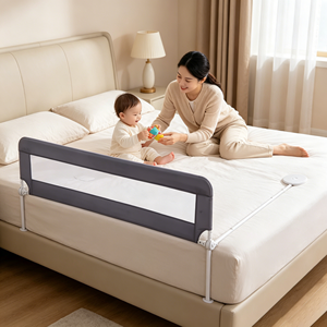 Barandilla de <span class=keywords><strong>Seguridad</strong></span> Plegable y Resistente para <span class=keywords><strong>Cama</strong></span> de Bebé, con Material de Poliéster para Niños, Color Rojo - Product Image 4