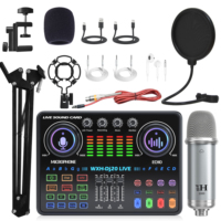 Microphone de studio à condensateur USB professionnel DJ20 Live BM800 WHX1000 avec suppression du bruit, cartes son doubles sans fil et mixeurs