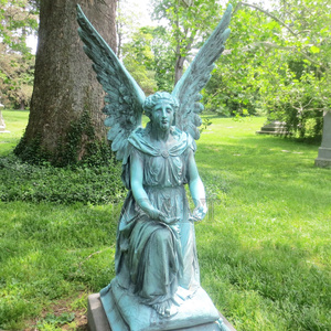 Estatua de bronce de tamaño real para dama <span class=keywords><strong>triste</strong></span> y sentada personalizada, artesanía de Metal para escultura de cementerio al aire libre, técnica de fundición de Adorno - Product Image 1