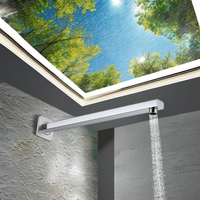 Pommeau de douche carré à plaque chromée moderne Fonction pluie en laiton avec bras d'extension Accessoire de robinet de salle de bain Tuyau de douche chromé