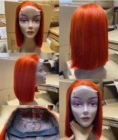 Pelucas FH Super Double Drawn con Cierre de Encaje 4x4, Cabello Virgen Vietnamita, Color Naranja Jengibre, Peluca Corta Bob, Pelucas de Cabello Humano sin Pegamento