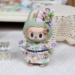 Labubu <b>Doll</b> Clothes Cherry Blossom Kimono Outfit For Vinyl <b>Doll</b> Keychain Accessory Plush Toy Clothing Set - Product Image 4