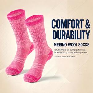 Chaussettes en laine mérinos épaisses et chaudes mi-mollet, antidérapantes et anti-odeurs, en tissu éponge pour les sports <span class=keywords><strong>de</strong></span> plein air, la randonnée et le <span class=keywords><strong>ski</strong></span> - Product Image 3