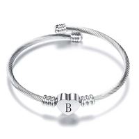 Bracelet personnalisé en acier inoxydable, or, argent, avec 26 lettres de l'alphabet pour femmes