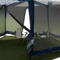Tente pergola hexagonale anti-moustiques et pare-soleil en tissu 190T avec structure en acier, grande capacité, pour camping extérieur, trois saisons