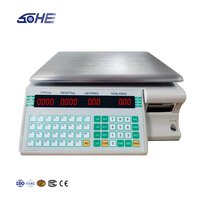 Balance d'étiquetage SOHE TMA avec impression d'étiquettes code-barres, haute précision 1/3000, affichage LED, capacité 30 kg, 4000 unités de stockage, garantie 1 an