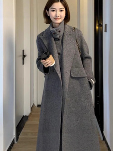 <span class=keywords><strong>Manteau</strong></span> <span class=keywords><strong>long</strong></span> double-boutonnage pour <span class=keywords><strong>femme</strong></span> en <span class=keywords><strong>laine</strong></span> avec col en <span class=keywords><strong>laine</strong></span>, surdimensionné, luxe discret, fermeture personnalisable - Product Image 3