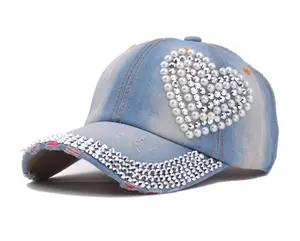 Groothandel 2020 Hoeden Meisjes Womens Fashion Bling Strass Baseball Cap Kristal Hoed