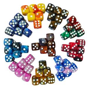 Vente en gros de dés D6 en vrac, 16 mm, en acrylique bicolore à motif marbré, six faces, pour jeux de société, casino et fêtes - Product Image 2