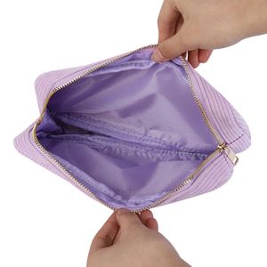 Pochette de rangement pour maquillage pour femme, personnalisée, couleur bonbon, en velours côtelé écologique, avec fermeture éclair, portable, pour le voyage et le rangement - Product Image 5