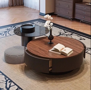 Modern Luxury Living Room Coffee Table <strong>Medieval</strong> Style Wooden and Glass Adjustable Simple Home <strong>Furniture</strong> with Panel Wood Style - Product Image 5