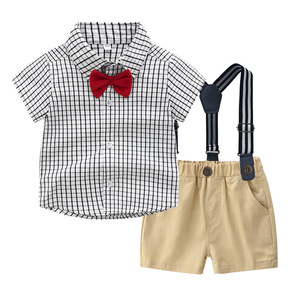 Nuevo Traje de Caballero para Niños de Verano, Camisa de Manga Corta y Tirantes, Ropa para Bebé Niño, Conjuntos de Ropa para Bebé Niño - Product Image 1