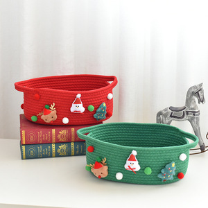 Christmas <b>Storage</b> <b>Baskets</b> Cotton <b>Rectangular</b> 30x20x12cm For Holiday Gift <b>Storage</b> - Product Image 1