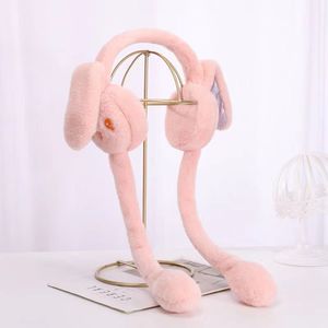 Orejeras de conejo TikTok con orejas con airbag, gorro y bufanda de felpa rosa para niños de 8 a 13 años - Product Image 1
